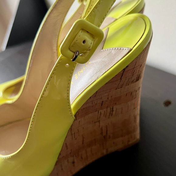 Nine West Neon Slingback Peep Toe Wedge Patent Leather Size - Picture 9 of 10